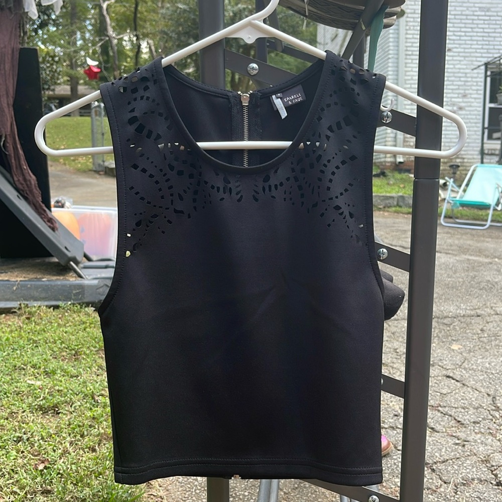 Black Sparkle & Fade crop top